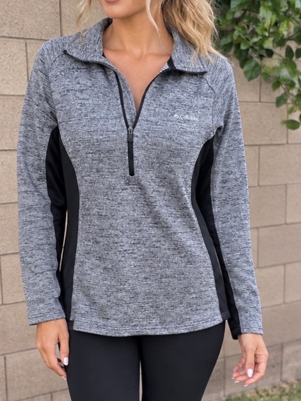 Columbia Gray Space Dye Colorblock 1/4 Zip Active Athletic Pullover Sz Small